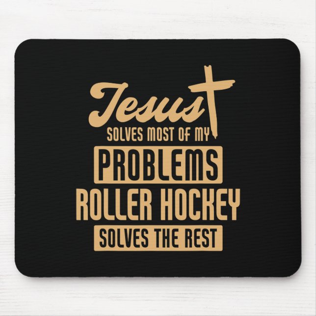 Mousepad Jesus E Roller Hockey Solucionam Problemas Engraça (Frente)