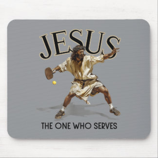 Mousepad Jesus engraçado de pickleball aquele que serve