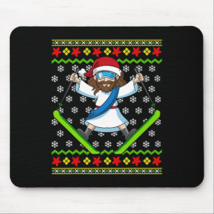 Mousepad Jesus esquiando feio natalino Meninas Jovens Joven