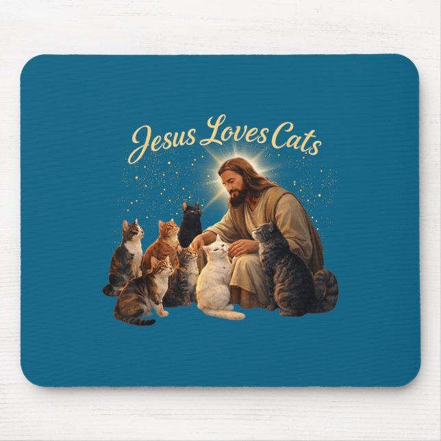 Mousepad Jesus Loves Cats Christian Cat Lover Jesus Hugs Ca (Frente)