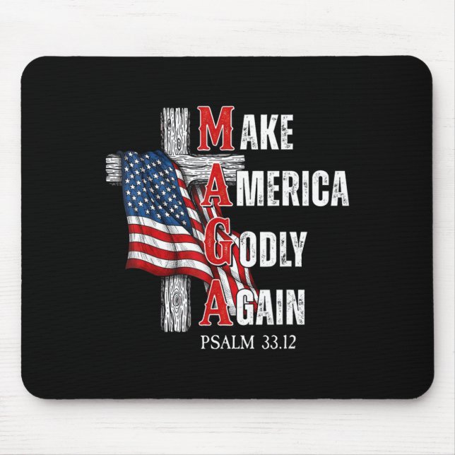 Mousepad Jesus Make America Godly Again American Patriot Ch (Frente)
