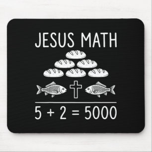 Mousepad Jesus matemática 2 peixes 5 pães alimenta os 5000