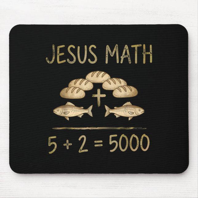 Mousepad Jesus Matemática 2 Peixes 5 Pães Alimenta Os 5000  (Frente)