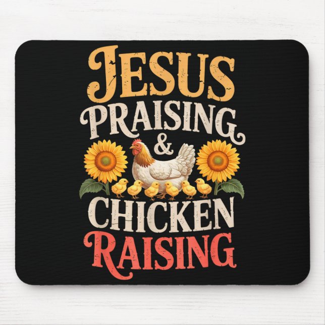 Mousepad Jesus Praising &amp; Chicken Raising Funny Faith F (Frente)