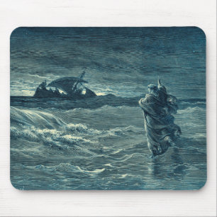 Mousepad Jesus que anda na bíblia do mar  