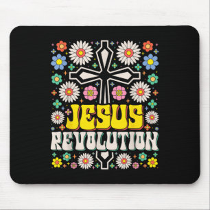 Mousepad Jesus Revolução Fé Retro Groovy Christian