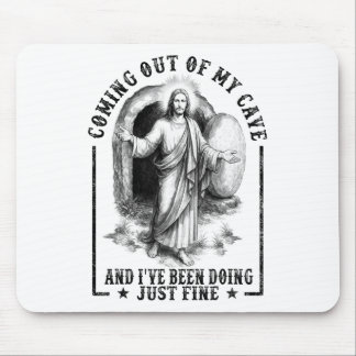 Mousepad Jesus Saindo da Minha Caverna e Eu Estou Bem