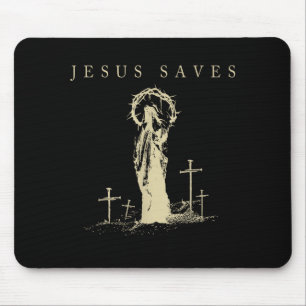 Mousepad Jesus Salva Fé Cristã Cruz Religiou Vintage