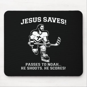 Mousepad Jesus salvar a camiseta engraçada do hóquei