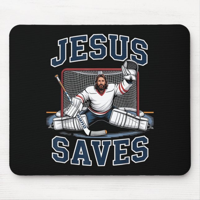 Mousepad Jesus Saves Hockey Player Team God Hockey Lovers H (Frente)