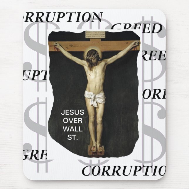 MOUSEPAD JESUS SOBRE RUAS DE PAREDE. CORRUPÇÃO VERDE (Frente)