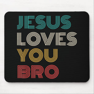 Mousepad Jesus Te Ama Irmão, Faith Cristã Engraçado Retro