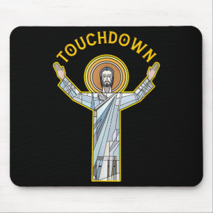 Mousepad Jesus Touchdown Diversão Fé Cristã Frase Meme Ch