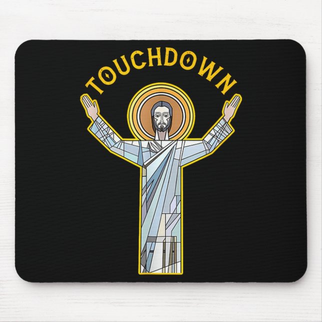 Mousepad Jesus Touchdown Diversão Fé Cristã Frase Meme Ch (Frente)