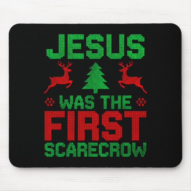 Mousepad Jesus Was The First-ecrow Reindeer Ugly Sweater Xm (Frente)
