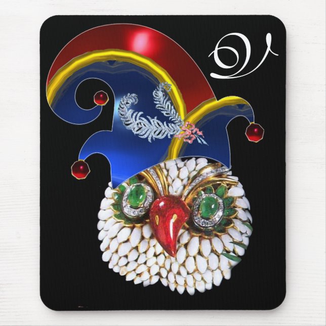 MOUSEPAD JEWEL OWL, ELF HAT COM PENAS DIAMOND MONOGRAM (Frente)