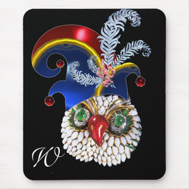 MOUSEPAD JEWEL OWL, ELF HAT COM PENAS DIAMOND MONOGRAM (Frente)