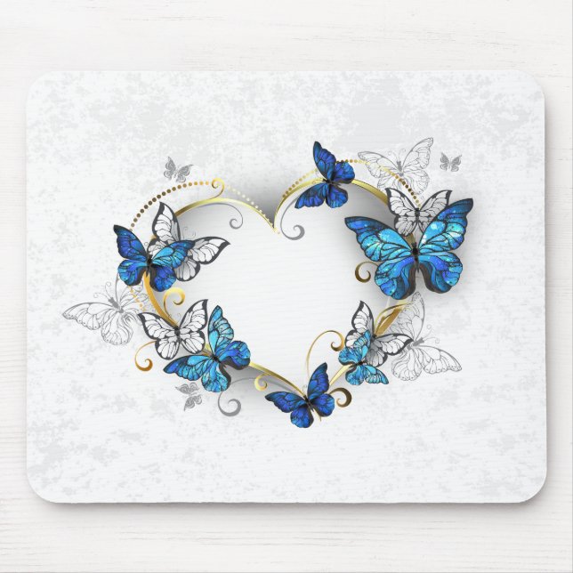 Mousepad Jewelry Heart with Butterflies Morpho (Frente)