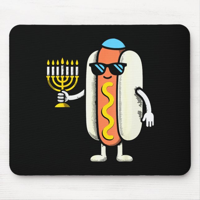 Mousepad Jewish Pjs Hotdog Funny Food Hanukkah Pajamas Chan (Frente)