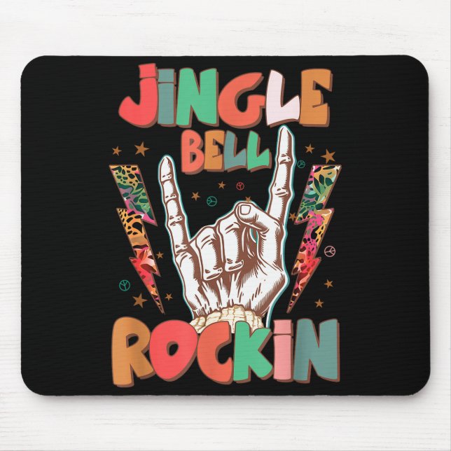 Mousepad Jingle Bell Rockin Groovy Retro Christmas Xmas Ske (Frente)