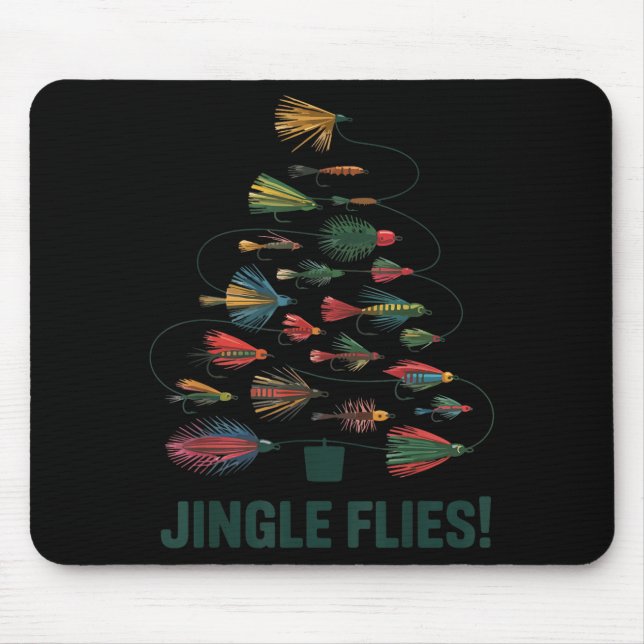 Mousepad Jingle Flies Funny Fly Fishing Lure Christmas Paja (Frente)