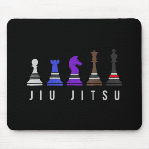 Mousepad jiu Jitsu treinando xadrez, presente com texto.