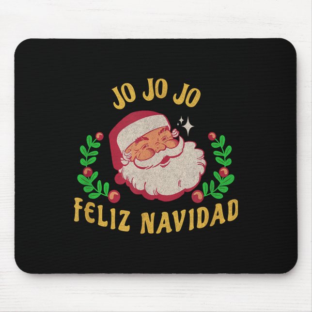 Mousepad Jo Jo Jo Feliz Navidad Santa Christmas In Spanish  (Frente)