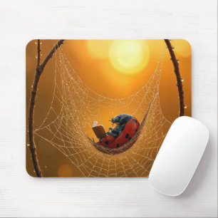 Mousepad Joaninha em uma Rede de Aranha