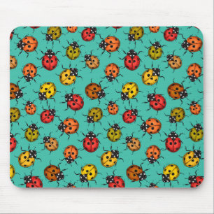 Mousepad Joaninhas coloridas em turquesa