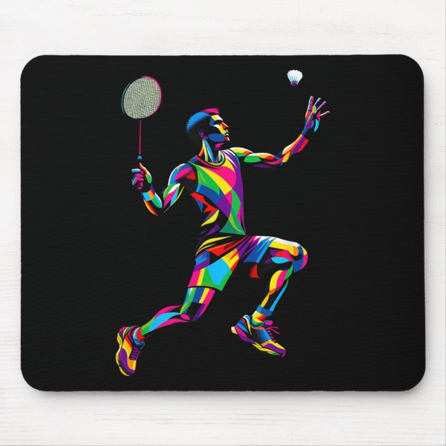Mousepad Jogador Colorido de Badminton, Pop, Shuttle Badmin (Frente)