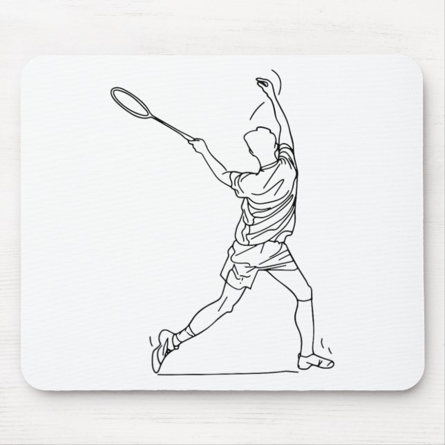 Mousepad Jogador De Badminton Desenhando O Jogo Do Shuttle  (Frente)