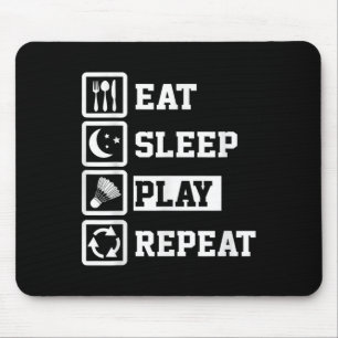 Mousepad Jogador de Badminton do Sleep Repete Engraçado