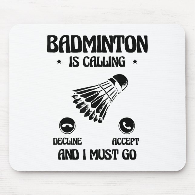 Mousepad Jogador de Badminton Engraçado Amor Shuttle Design (Frente)