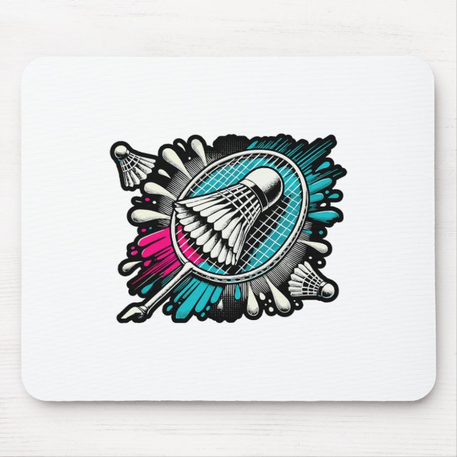 Mousepad Jogador de Badminton Engraçado Design 17 (Frente)