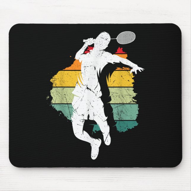 Mousepad Jogador de Badminton Retro Equipe de Badminton Rem (Frente)