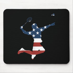 Mousepad Jogador de Badminton Roupas Bandeira Americana Bad