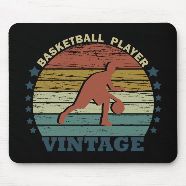 Mousepad Jogador de basquete dribblando vintage retro sunse (Frente)