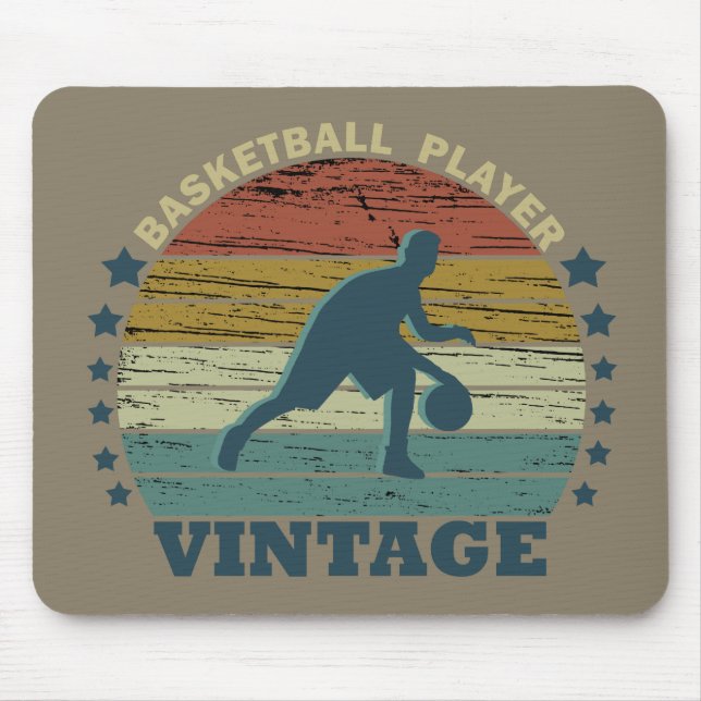Mousepad Jogador de basquete dribblando vintage retro sunse (Frente)