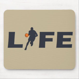 Mousepad Jogador de basquete dribble com bola de laranja