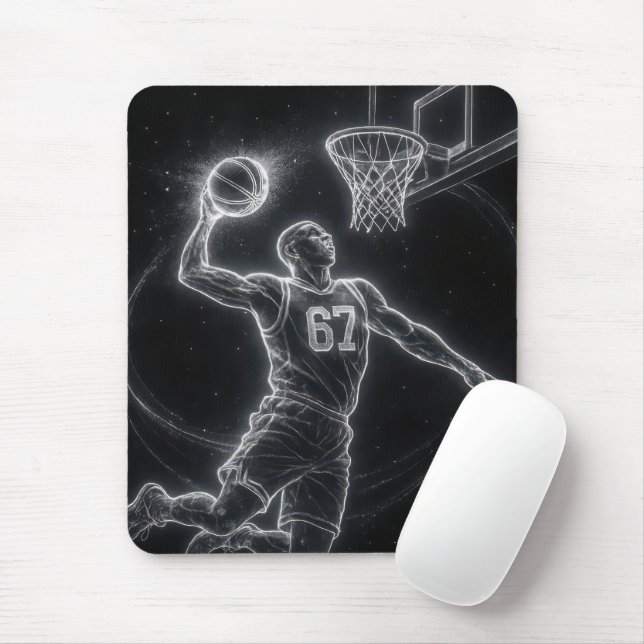 Mousepad Jogador de Basquete Neon Número 67 (Com mouse)