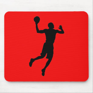 Mousepad Jogador de basquete preto de pop Art vermelho Silh