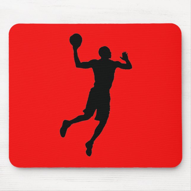 Mousepad Jogador de basquete preto de pop Art vermelho Silh (Frente)