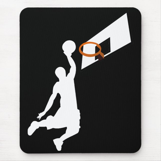 Mousepad Jogador de Basquete Slam Dunk - Silhueta Branca (Frente)