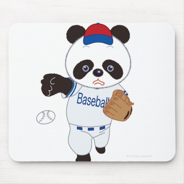 Mousepad Jogador de beisebol da Panda lançando um beisebol (Frente)