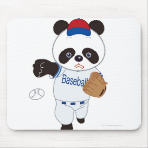Mousepad Jogador de beisebol da panda que lança um basebol