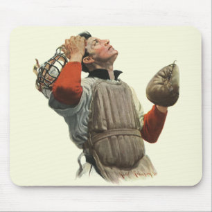 Mousepad Jogador de Beisebol Esportivo Vintage, Olhar do Re
