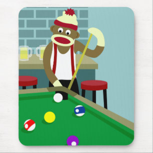 Mousepad Jogador de bilhar da piscina do macaco da peúga