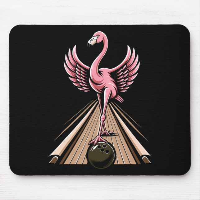 Mousepad Jogador de Boliche de Flamingo Engraçado Boliche E (Frente)