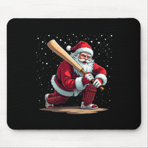 Mousepad Jogador de críquete Santa Natal Inverno Xmas Féria