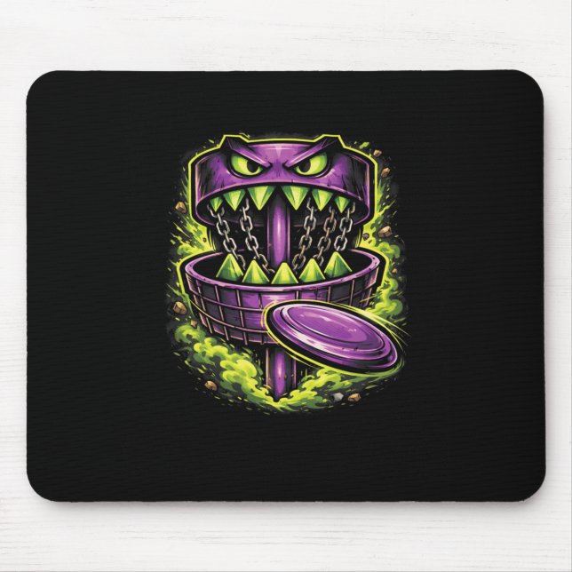 Mousepad Jogador de Disc Golf Design Esboço Monstro  (Frente)